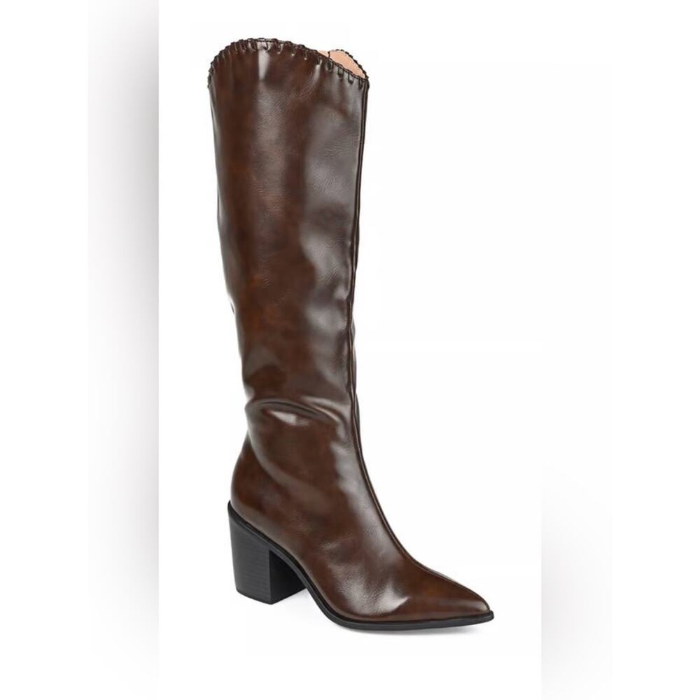 Journee Collection Daria Knee High Western Boots Size 9 XWC (Extra Wide Calf) - Picture 2 of 12